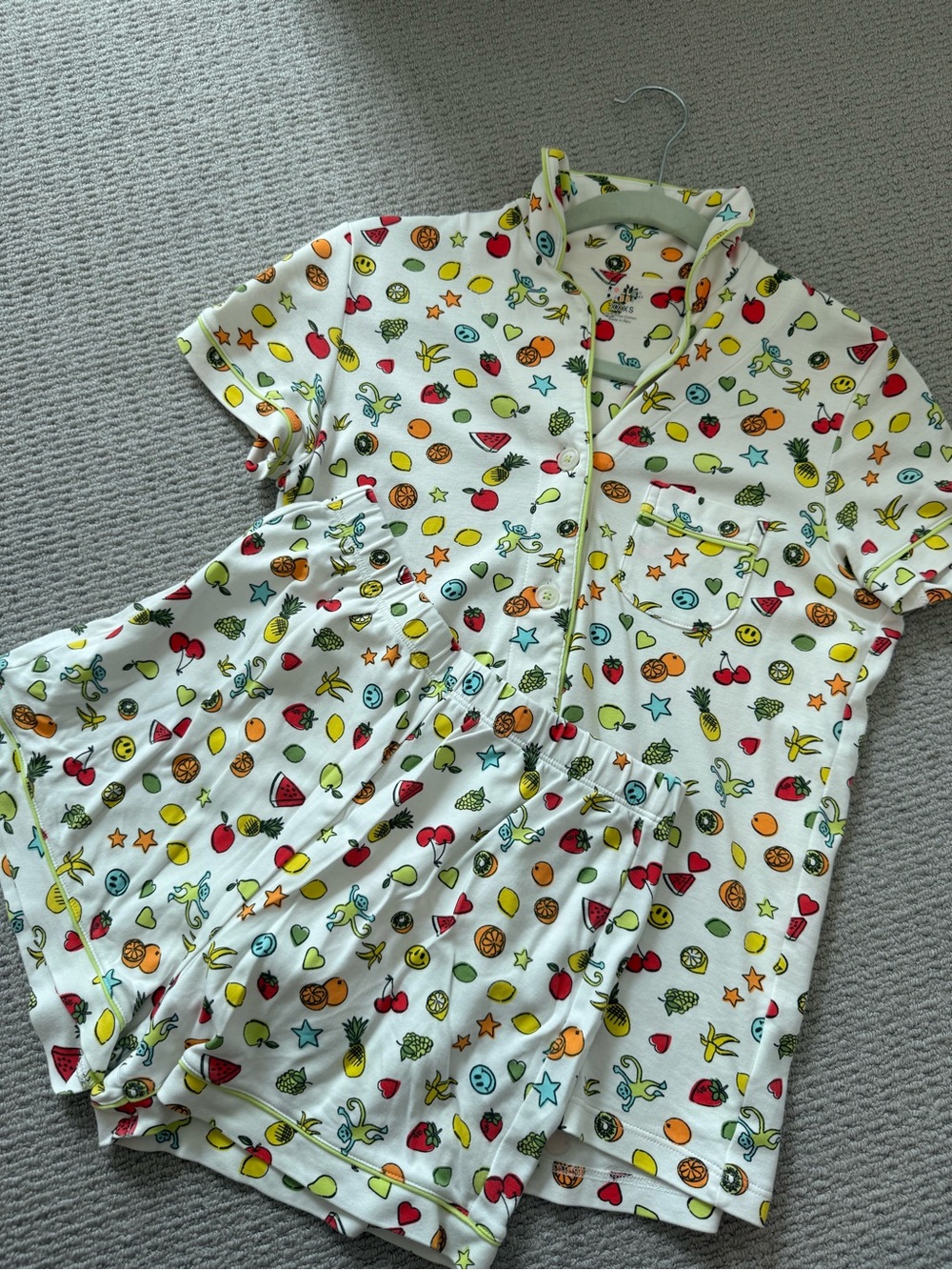 Roller Rabbit White Fruit & Emoji Short Sleeve Pajama Set